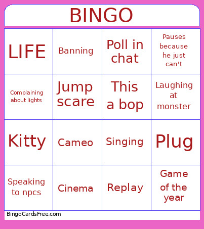 Caseoh Bingo Card