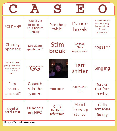 Caseoh Bingo Card