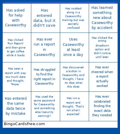 Caseworthy Analytics Bingo Cards Free Pdf Printable Game, Title: 