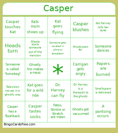 Casper Bingo Card