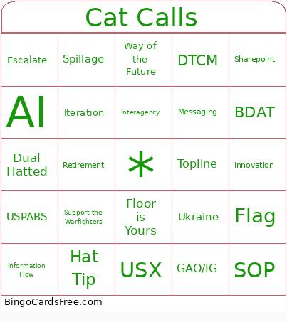 Cat Calls Bingo Card
