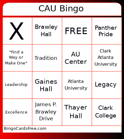 CAU Bingo Card