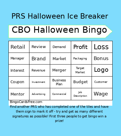CBO Halloween Bingo Card