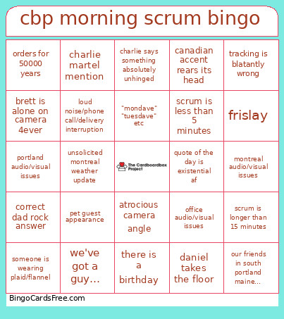 Cbp Morning Scrum Bingo Card