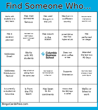 CBS PD Day 2026 Human Bingo Card