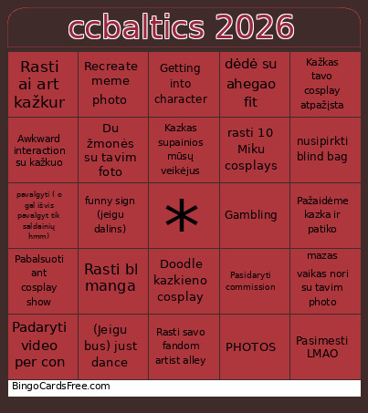 Ccbaltics 2026 Bingo Card