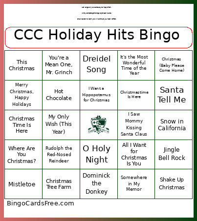 CCC Holiday Hits Bingo Card