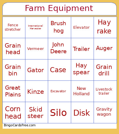 CCFQ Farm Equipment Bingo Card