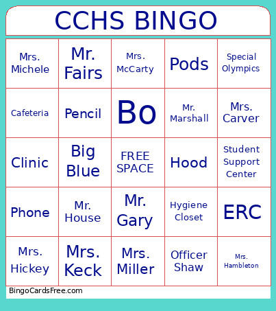 CCHS Bingo Card