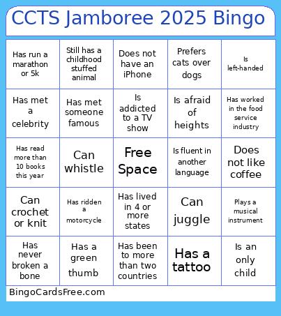 CCTS Jamboree 2025 Bingo