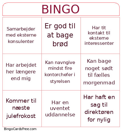 CDAM - Gæld Data Bingo Card