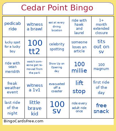 Cedar Point Bingo