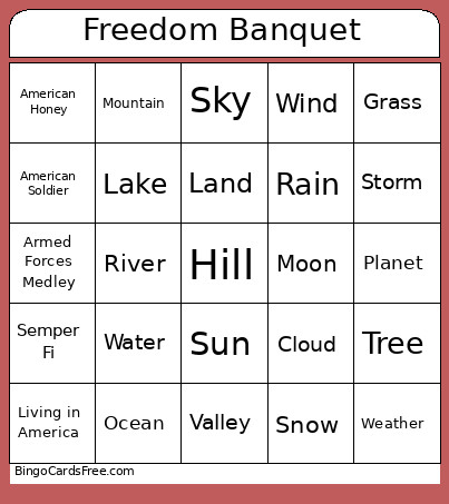 Celebarating America's Birthday! Bingo Card