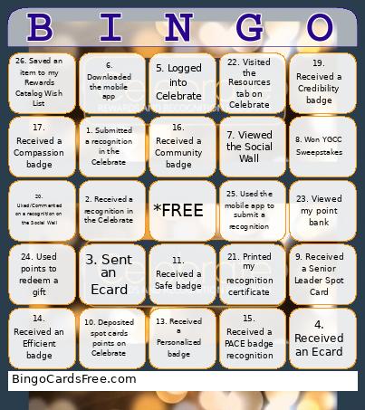 Celebrate Bingo Card