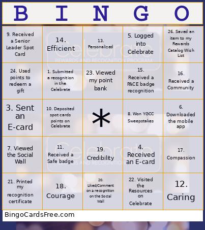 Celebrate Birthday Bingo Card