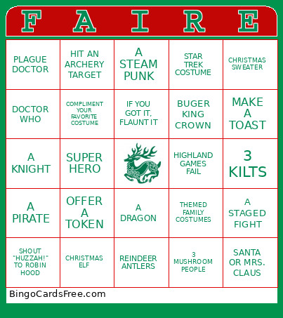Celtic Christmas Bingo Card