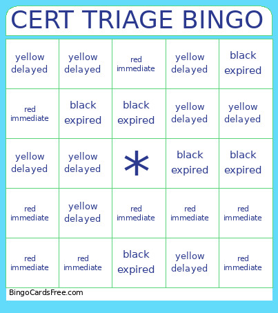 CERT TRIAGE Bingo Card