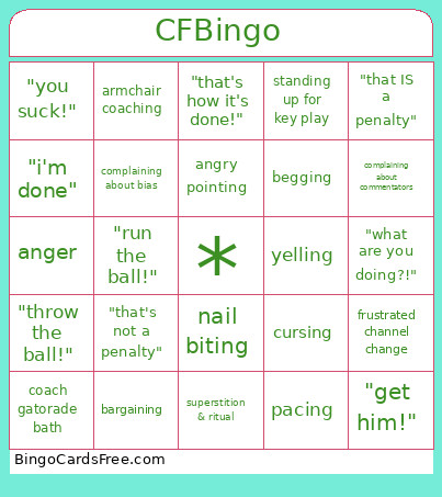 Cfb Bingo Card