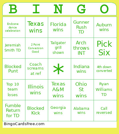 CFB WEEK 7 Bingo Card