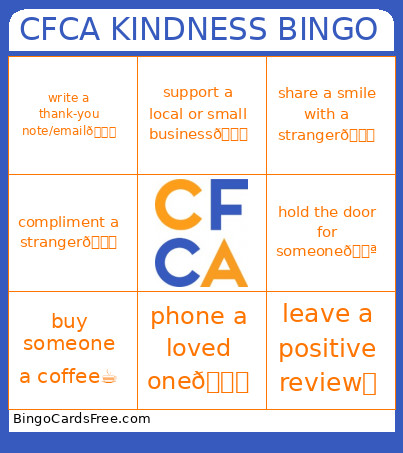 CFCA KINDNESS Bingo Card