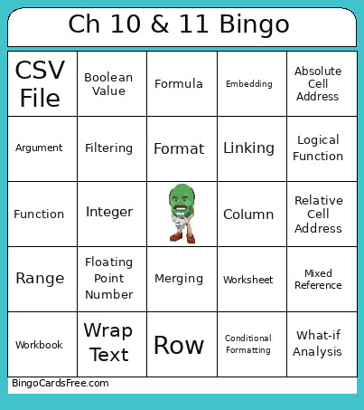 Ch 10 & 11 Bingo Card