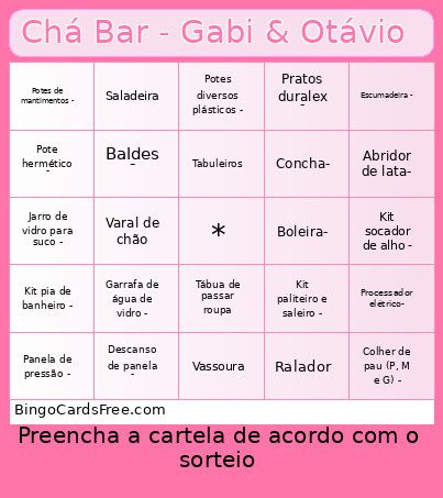 Chá Bar - Gabi & Otávio Bingo Card