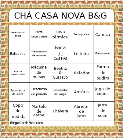 CHÁ CASA NOVA B&G Bingo Card