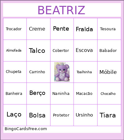 Chá Da Be Bingo Card