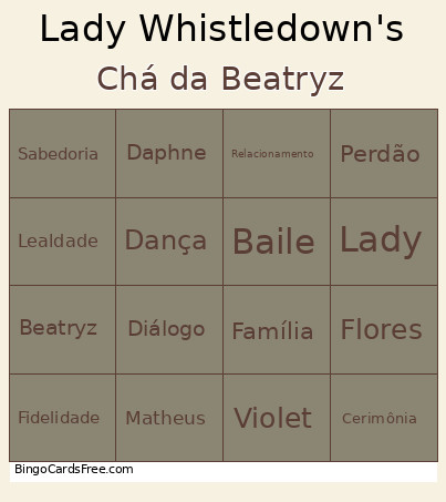 Chá Da Beatryz Bingo Card