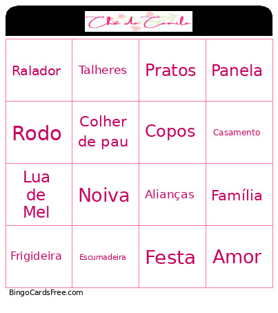 Chá Da Camila Bingo Card
