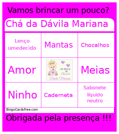 Chá Da Dávila Mariana Bingo Card