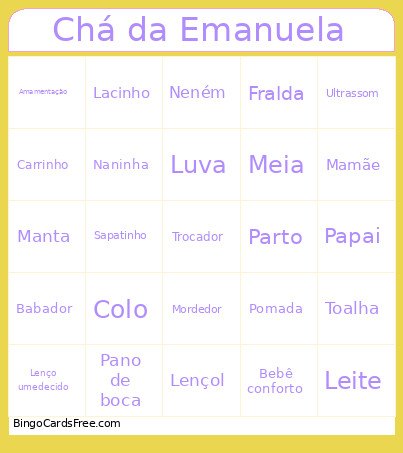 Chá Da Emanuela Bingo Card
