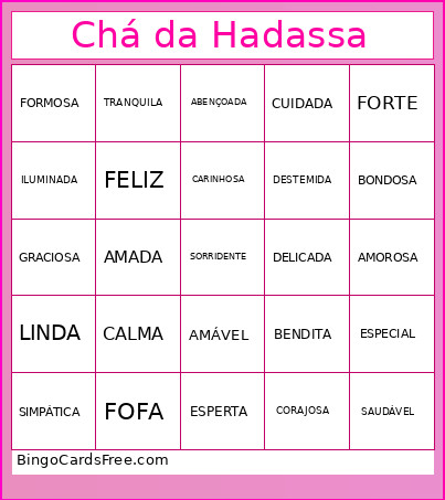 Chá Da Hadassa Bingo Card