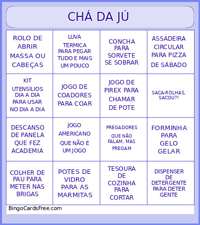 CHÁ DA JÚ Bingo Card