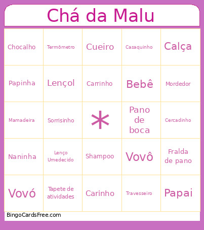 Chá Da Malu Bingo Card