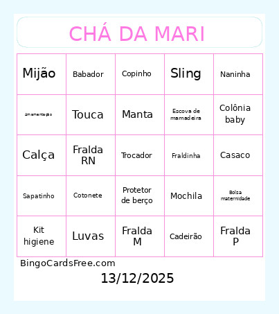 CHÁ DA MARI Bingo Card