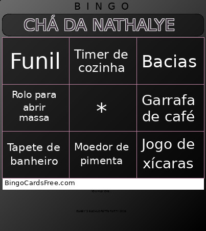 CHÁ DA NATHALYE Bingo Card