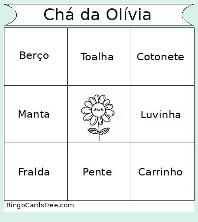 Chá Da Olívia Bingo Card
