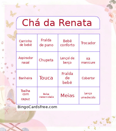 Chá Da Renata Bingo Card