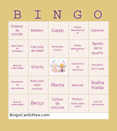 Chá De Bebê Bingo Card