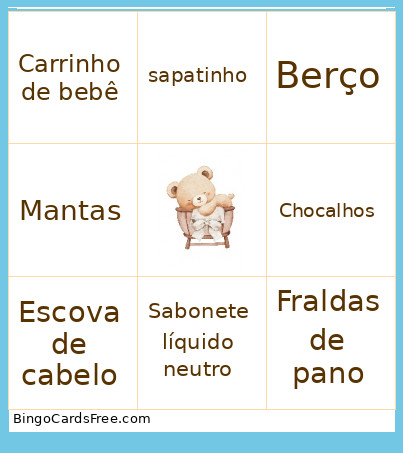 Chá De Bebê Bingo Card
