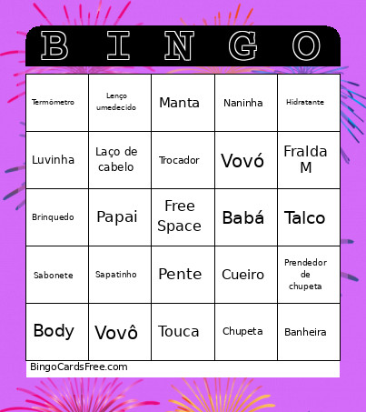 Chá De Bebê Bingo Card