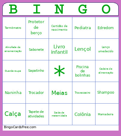 CHÁ DE BEBÊ Bingo Card