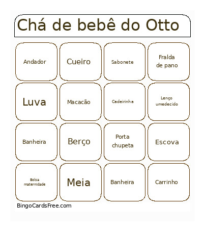 Chá De Bebê Do Otto Bingo Card