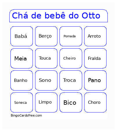 Chá De Bebê Do Otto Bingo Card