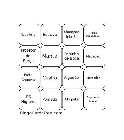 Chá De Bebe Bingo Card
