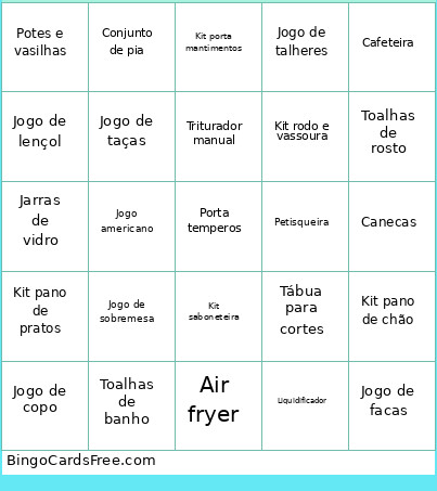 Chá De Casa Nova Bingo Card 2