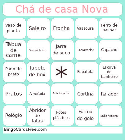 Chá De Casa Nova Bingo Card