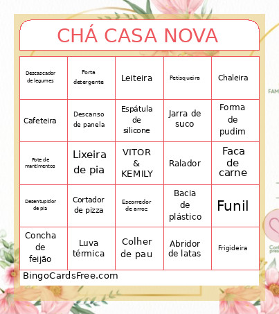 CHÁ DE CASA NOVA Bingo Card 2