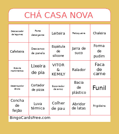CHÁ DE CASA NOVA Bingo Card